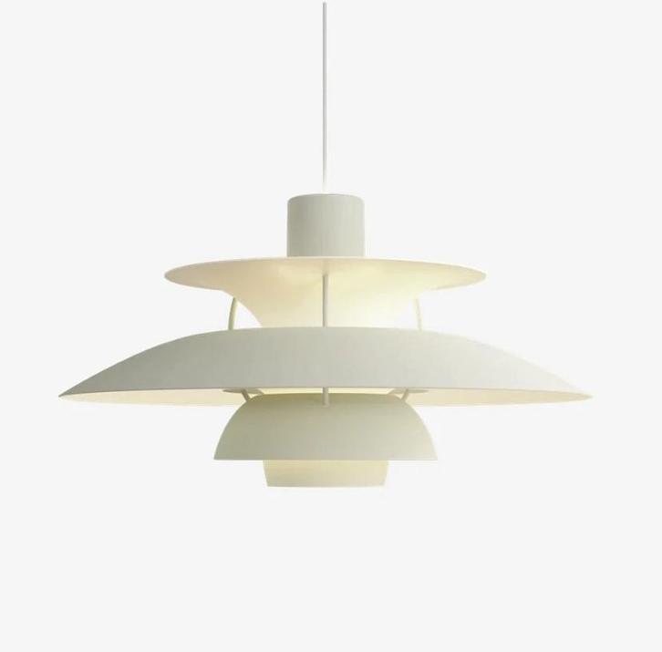 Set van 2 nieuwe witte Scandinavische hanglampen, Huis en Inrichting, Lampen | Hanglampen, Zo goed als nieuw, Ophalen