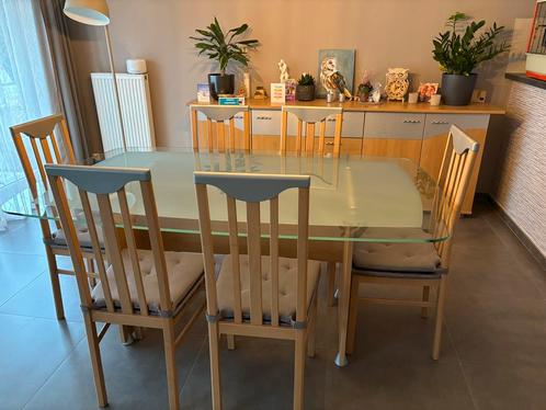 Volledige eetkamer (dressoir, tafel en 6 stoelen), Huis en Inrichting, Complete eetkamers, Zo goed als nieuw, Ophalen