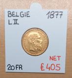 20 FR    1877    LEOPOLD II     BELGIE     € 405, Timbres & Monnaies, Monnaies | Belgique, Or, Enlèvement ou Envoi, Monnaie en vrac