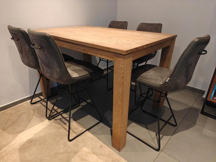 Xoon stoelen en eettafel, Huis en Inrichting, Tafels | Eettafels, Zo goed als nieuw, 100 tot 150 cm, Rechthoekig, Eikenhout, Ophalen