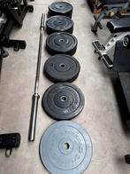 155kg Crossmaxx Bumperplates + Crossmaxx Barbell 220cm ,20kg, Sport en Fitness, Fitnessmaterialen, Ophalen, Gebruikt, Halterschijven