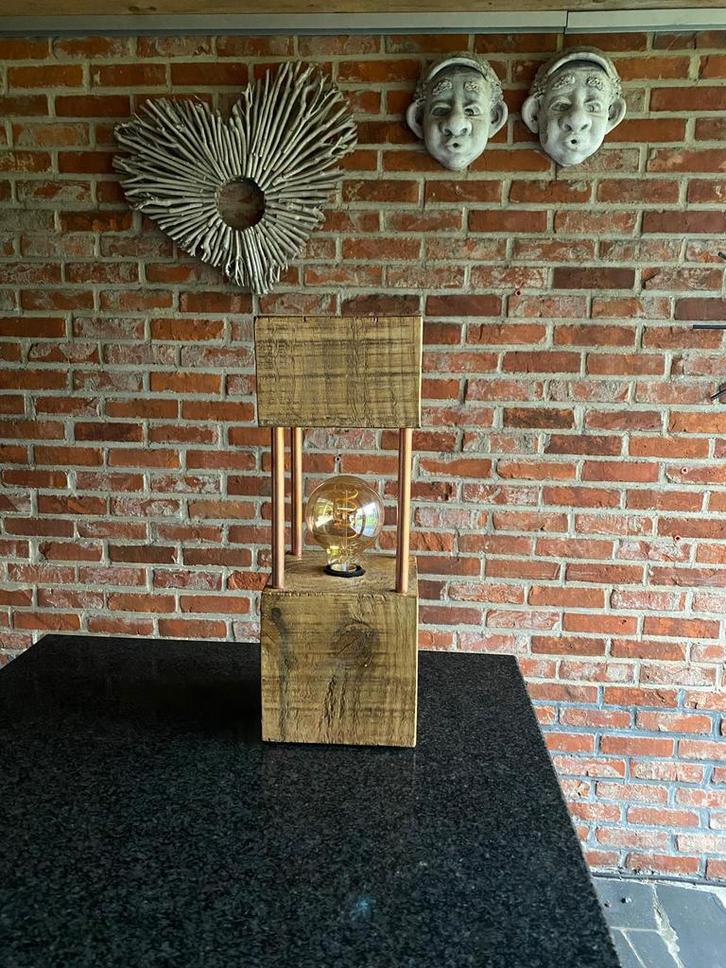 Houten sfeerlamp, Huis en Inrichting, Lampen | Tafellampen, Zo goed als nieuw, Hout, Ophalen