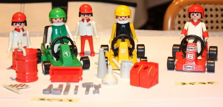 Playmobil 3523 + 3575 : 2 Go-Kart Racing sets (vintage 1979), Kinderen en Baby's, Speelgoed | Playmobil, Gebruikt, Complete set