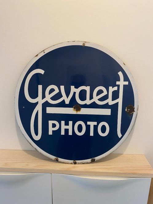 Vintage emaille reclamebord, foto Gevaert, jaren 40, Verzamelen, Merken en Reclamevoorwerpen, Reclamebord, Ophalen of Verzenden
