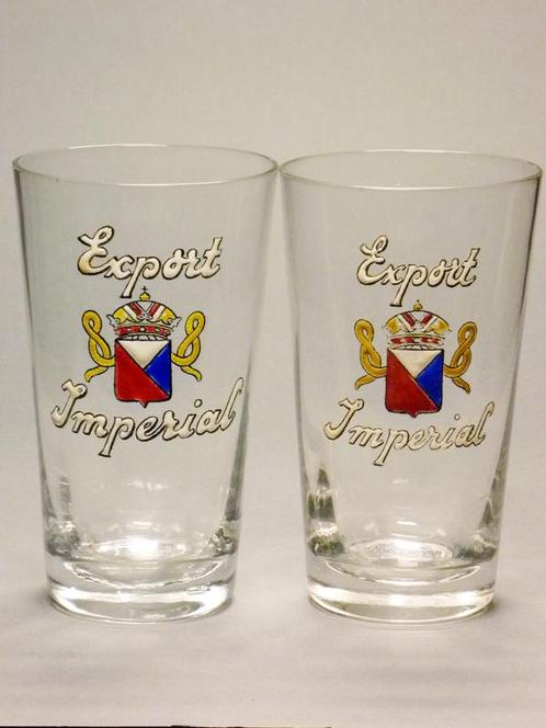 2x Export Imperial Anderlecht Brussels geëmailleerd bierglas, Verzamelen, Biermerken, Gebruikt, Glas of Glazen, Ophalen of Verzenden