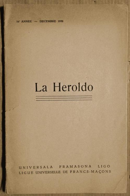 La Heroldo [Ligue Universelle de Francs-Maçons] - 1950, Livres, Ésotérisme & Spiritualité, Utilisé, Arrière-plan et information