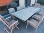 teakhouten tuinset + kussens taupe, Tuin en Terras, Tuinsets en Loungesets, Ophalen, Gebruikt, Tuinset