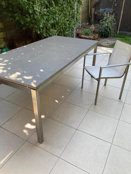 Tuinset tafel en 6 stoelen, Tuin en Terras, Tuintafels, Gebruikt, Textileen, Ophalen