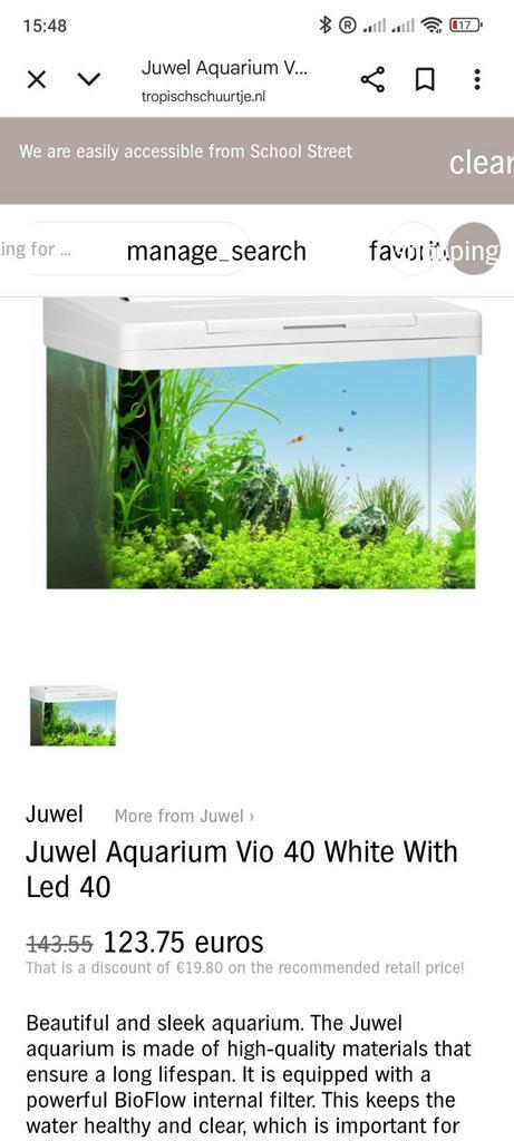 Aquarium Juwel Vio 40l, Dieren en Toebehoren, Vissen | Aquaria en Toebehoren, Zo goed als nieuw, Ophalen