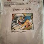 Borduurpakket Tom en Jerry voorgedrukte stof, Hobby en Vrije tijd, Ophalen of Verzenden, Zo goed als nieuw, Borduurpakket