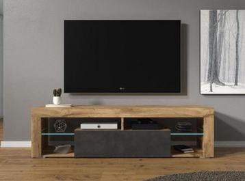 TV-Meubel van Meubella - Grijs/Eiken met led beschikbaar voor biedingen