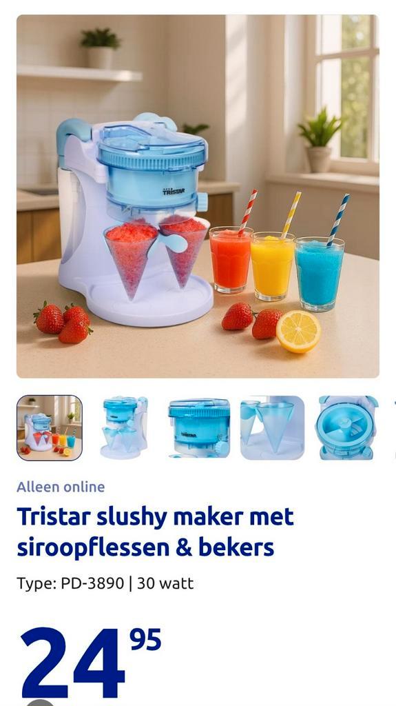 Tristar slushy maker met siroopflessen & bekers, Elektronische apparatuur, IJsmachines, Nieuw, Ophalen