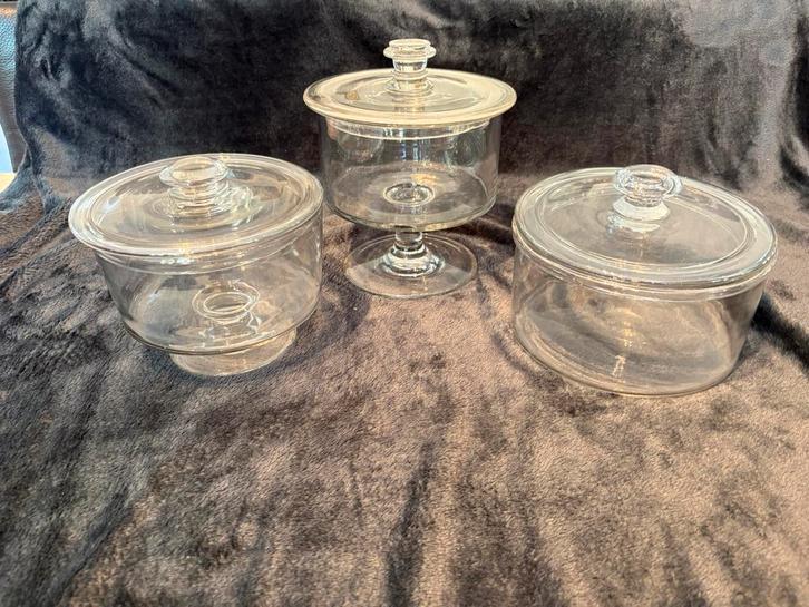 Drie Antieke glazen voorraadpotten, Antiek en Kunst, Antiek | Glaswerk en Kristal, Ophalen of Verzenden