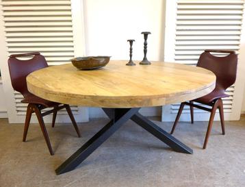 Prachtige grote ronde mango eettafel 140 cm beschikbaar voor biedingen