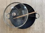 wok en fonte 36,5 cm avec accesssoires marque Bodum, Keramische plaat, Gebruikt, Wok, Ophalen