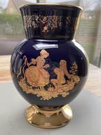 Limoges vaas en asbak kobaltblauw, Antiek en Kunst, Ophalen of Verzenden