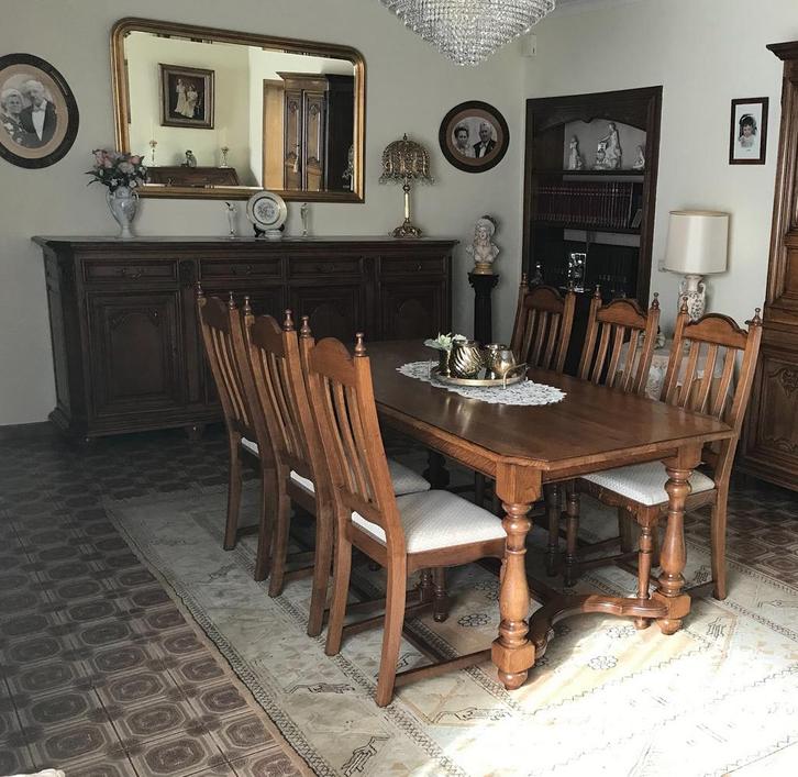 Masief eikenhouten eetkamer, Huis en Inrichting, Complete eetkamers, Zo goed als nieuw, Ophalen