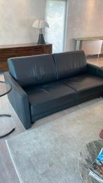 Zetel bed zwart leer, Huis en Inrichting, Ophalen, Gebruikt, Tweepersoons, Leer