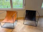 Design stoelen (staal x leer), Maison & Meubles, Chaises, Enlèvement, Comme neuf, Cuir, Deux
