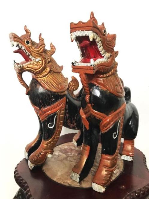 Set van Thaise Singha Tempelwachters, Antiek en Kunst, Kunst | Beelden en Houtsnijwerken, Ophalen of Verzenden