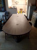 Grande table communautaire en bois avec 10 chaises, Antiquités & Art, Enlèvement
