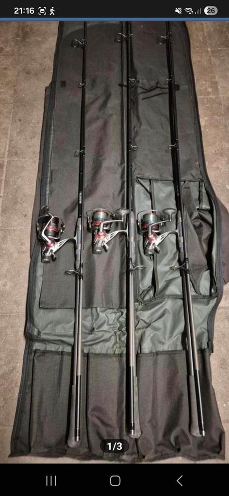 Karper hengels 3x 360cm 2.75lbs Zo goed als nieuw, Watersport en Boten, Hengelsport | Karpervissen, Zo goed als nieuw, Complete set