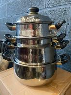 Set van 4 nieuwe roestvrij stalen kookpotten AMC, Huis en Inrichting, Keuken | Potten en Pannen, Ophalen, Overige materialen, Inductieplaat