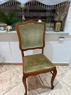 6 elegante vintage stoelen massief hout & groene stof, Antiquités & Art, Antiquités | Meubles | Chaises & Canapés, Enlèvement