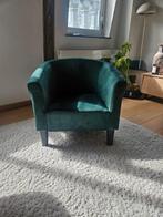 Petit fauteuil velour vert 65x65 (assise hauteur 35cm), Maison & Meubles, Enlèvement, Comme neuf