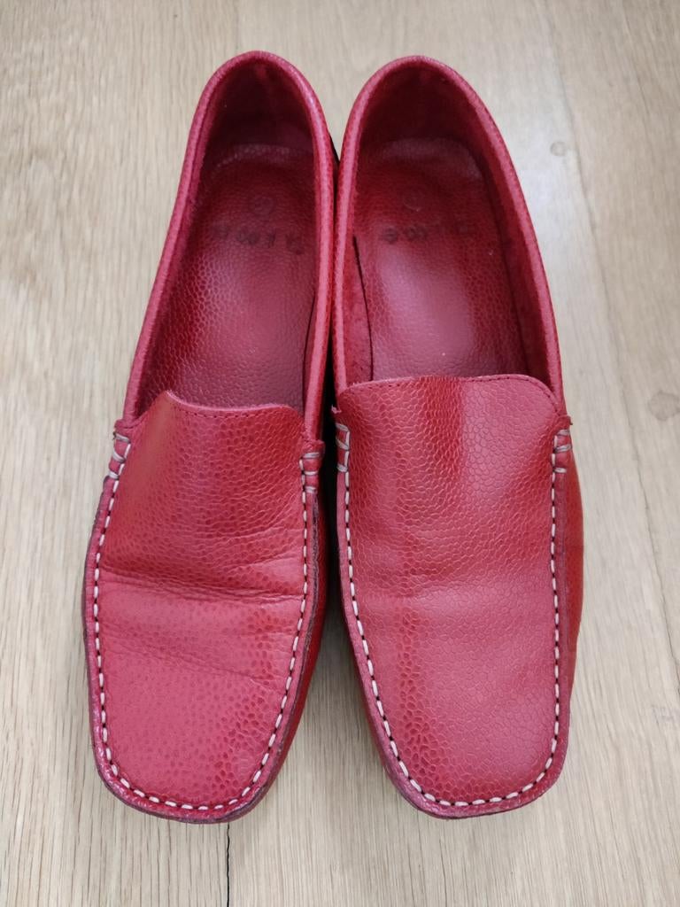 Leren rode bootschoenen maat 41, Ophalen