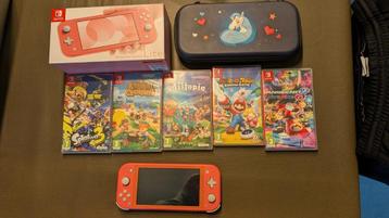 Switch Lite Pink met 5 extra games en beschikbaar voor biedingen