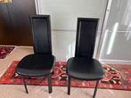 2 stoelen in leder zwart, Huis en Inrichting, Stoelen, Leer, Zo goed als nieuw, Zwart, Ophalen