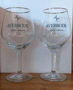 bierglazen abdij Averbode glazen - 2 stuks met gouden rand, Verzamelen, Nieuw, Ophalen of Verzenden, Bierglas