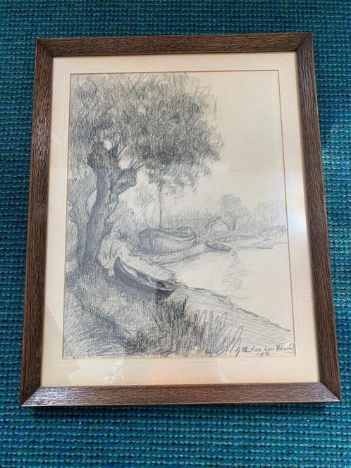 Originele tekening Alfons Van den Bossche Mariekerke Schelde, Antiek en Kunst, Curiosa en Brocante, Ophalen of Verzenden