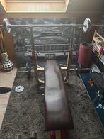 Vintage halterbank / bench press, Sport en Fitness, Ophalen, Gebruikt, Borst, Overige typen
