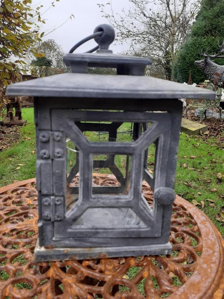 Lantaarn van gepatineerd gietijzer, Antiek en Kunst, Curiosa en Brocante, Ophalen of Verzenden