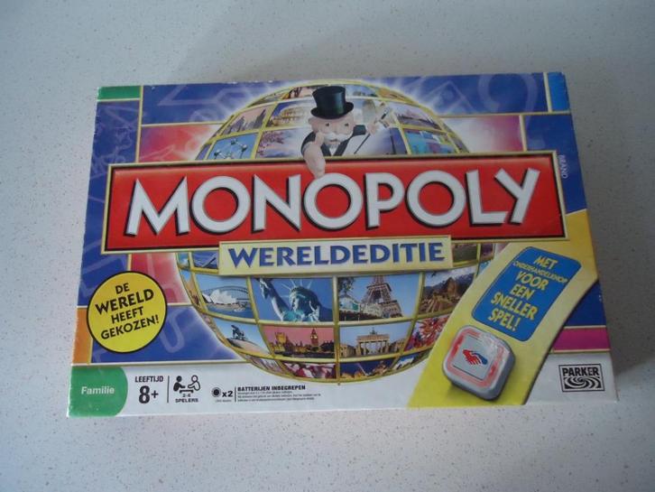 "Monopoly Wereldeditie" van Parker in Nieuwe Staat., Hobby en Vrije tijd, Gezelschapsspellen | Bordspellen, Zo goed als nieuw