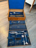 Verzilverd bestek Antiek Engels 12 pers Massief koffer, Antiek en Kunst, Ophalen