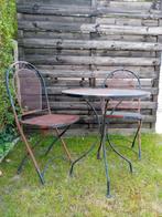 IJZEREN TAFEL MET 2 STOELEN, Tuin en Terras, Tuinmeubel-accessoires, Gebruikt, Ophalen