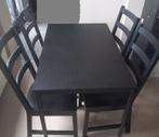 table Sandsberg et 4 chaises Nordvinken noires en bois, 50 tot 100 cm, 100 tot 150 cm, Gebruikt, Rechthoekig