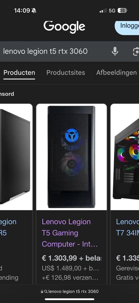 Lenovo Legion t5 game pc, Computers en Software, Desktop Pc's, SSD, 16 GB, Ophalen