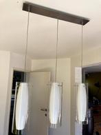 Hanglamp armtuur - glazen langvormig + melkglas, Huis en Inrichting, Lampen | Hanglampen, Modern / glas, Gebruikt, 50 tot 75 cm