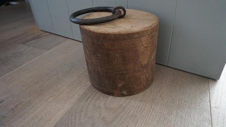 Deurstopper massief hout met ring-robuust-rustiek-authentiek, Huis en Inrichting, Woonaccessoires | Deurstoppers, Ophalen of Verzenden