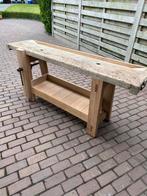 Werkbank 190x45x85 H onderstel vernieuwd met oude eik, Doe-het-zelf en Bouw, Werkbanken, Ophalen, Zo goed als nieuw