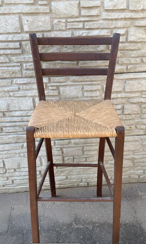 Barkrukken 4 stuks  / hout en zit riet, Huis en Inrichting, Stoelen, Zo goed als nieuw, Vier, Hout, Ophalen