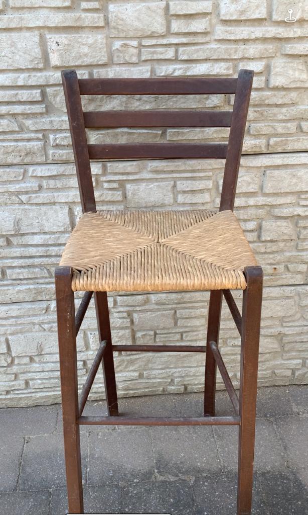 Barkrukken 4 stuks  / hout en zit riet, Huis en Inrichting, Stoelen, Zo goed als nieuw, Vier, Hout, Ophalen