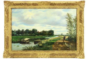 Antiek schilderij op doek - gesigneerd n W. Roelofs beschikbaar voor biedingen