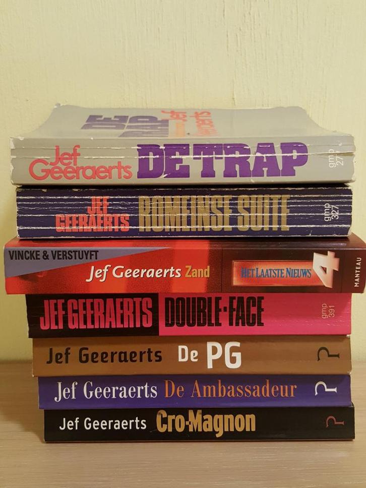 Jef Geeraerts: pakket van 7 detectives waarvan 1 gesigneerd, Boeken, Detectives, Gelezen, Ophalen of Verzenden