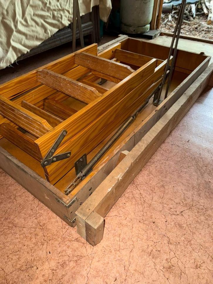 Uitklapbare zoldertrap met luik, Doe-het-zelf en Bouw, Ladders en Trappen, Gebruikt, Trap, 2 tot 4 meter, Opvouwbaar of Inschuifbaar