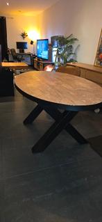 Ovale tafel 'Lovina' industrieel, Huis en Inrichting, Ophalen, 50 tot 100 cm, Zo goed als nieuw, Vijf personen of meer